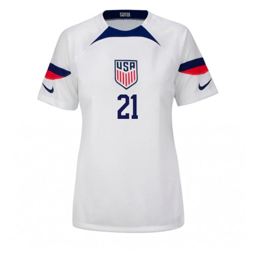 Maillot de foot États-Unis Timothy Weah #21 Domicile Femmes Monde 2022 Manches Courte